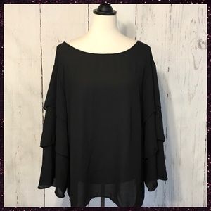 Black Semi-Sheer NY&Co Sweet Pea Top - XL